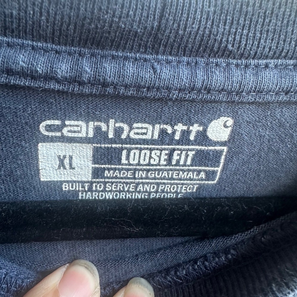 Carhartt Loose Fit Long Sleeve Pocket T Shirt Mens XL Dark Blue - Picture 3 of 5